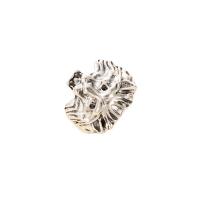 Tibetan Style Finger Ring, Lion, plated, Unisex, silver color, 17mm, Sold By PC