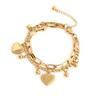 Titanium Steel Bracelet & Bangle, Heart, anti-fatigue & for woman, golden, Length:23 cm, Sold By PC