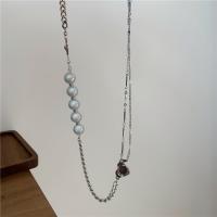 Zinc Alloy smykker halskæde, med Plastic Pearl, forgyldt, for kvinde, blandede farver, Længde Ca. 45 cm, Solgt af PC