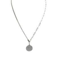 Titanium Steel Necklace, polished, Unisex, silver color, 18mm, Length:41 cm, Sold By PC