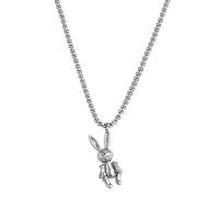 Titanium Steel Necklace, Unisex, silver color, Length:70 cm, Sold By PC