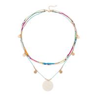 Glass Seed Beads Necklace Titanium Steel with Seedbead & Shell multilayer & Unisex mixed colors Sold By PC