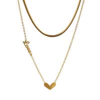 Titanstahl Halskette, Herz, plattiert, für Frau, goldfarben, 12x7mm, Länge 47 cm, verkauft von PC