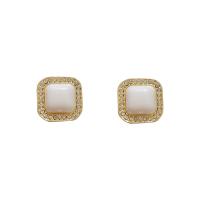 Zinc Alloy Stud Earring with Acrylic Square high quality plated fashion jewelry & for woman & with rhinestone Sold By Pair