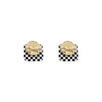 Zinc Alloy Stud Earring with Acrylic high quality plated fashion jewelry & for woman white and black Sold By Pair