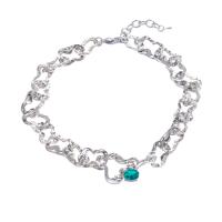 Titanstahl Halskette, mit Verlängerungskettchen von 2.17, plattiert, Modeschmuck & für Frau & mit Strass, Silberfarbe, Länge:35 cm, verkauft von PC