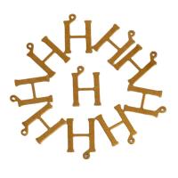 Mässing Smycken Hängen, Letter H, gyllene, 15x10.50x0.60mm, Ca 100PC/Bag, Säljs av Bag