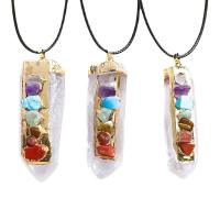 Bijoux Pendentifs en pierres gemmes, pierre gemme, avec alliage de zinc, Placage de couleur d'or, bijoux de mode, couleurs mélangées, 35-70mm, Vendu par PC