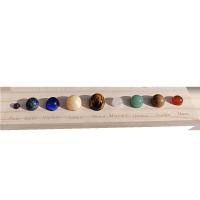 Gemstone Ball Sphere, with Wood, Round, polished, fashion jewelry, mixed colors, 300x70mm, 9PCs/Set, Sold By Set