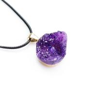 Quartz Gemstone Pendants with Zinc Alloy gold color plated fashion jewelry & druzy style 18-28mm Sold By PC