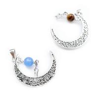 Gemstone Pendants Jewelry Zinc Alloy with Gemstone Moon and Star silver color plated fashion jewelry nickel lead & cadmium free Sold By PC