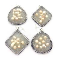Resin Pendant with Natural Stone & Zinc Alloy silver color plated & with rhinestone  Sold By PC