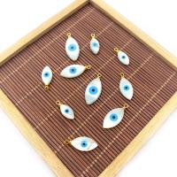 Natural White Shell Pendants, with Tibetan Style, Horse Eye, gold color plated, evil eye pattern & different size for choice & enamel, white, Sold By PC