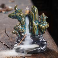 Backflow Incense Burner, Porcelain, handmade, for home and office & durable & multifunctional, more colors for choice, 120x80x130mm, Sold By PC