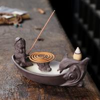 Backflow Incense Burner, Purple Clay, handmade, for home and office & durable & multifunctional, 163x75x68mm, Sold By PC