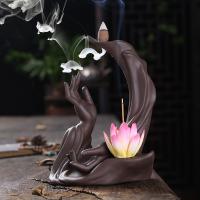 Backflow Incense Burner, Purple Clay, handmade, for home and office & durable & multifunctional, more colors for choice, 150x85x195mm, Sold By PC