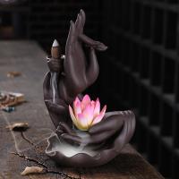 Backflow Incense Burner, Purple Clay, handmade, for home and office & durable & multifunctional, more colors for choice, 130x125x210mm, Sold By PC
