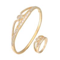 Brass Jewelry Set, plated, different styles for choice & micro pave cubic zirconia & for woman, nickel, lead & cadmium free, 60x3mm, 20x8mm, US Ring Size:6-9, Sold By PC
