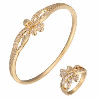 Brass Jewelry Set, plated, different styles for choice & micro pave cubic zirconia & for woman, nickel, lead & cadmium free, 60x5mm, 20x8mm, US Ring Size:6-9, Sold By PC