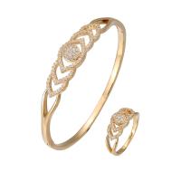Brass Jewelry Set, Geometrical Pattern, plated, different styles for choice & micro pave cubic zirconia & for woman & hollow, nickel, lead & cadmium free, 40x10mm, 18x3mm, US Ring Size:6-9, Sold By PC