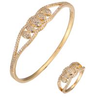 Brass Jewelry Set, plated, different styles for choice & micro pave cubic zirconia & for woman, nickel, lead & cadmium free, 63x5mm, 20x3mm, US Ring Size:6-9, Sold By PC