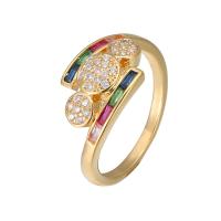 Cubic Zirconia Micro Pave Brass Ring, plated, different size for choice & micro pave cubic zirconia & for woman, more colors for choice, nickel, lead & cadmium free, 20x10mm, 3mm, US Ring Size:6-9, Sold By PC