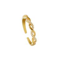 Cúbicos Circonia Micro Pave anillo de latón, metal, chapado en color dorado, ajustable & micro arcilla de zirconia cúbica & para mujer, libre de níquel, plomo & cadmio, tamaño:6-8, Vendido por UD