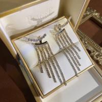 Мода Fringe Серьги, Латунь, кисточка, плакирован золотом, Женский & со стразами, не содержит никель, свинец, 95mm, продается Пара