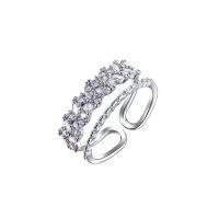 Vještački dijamant Ring Finger, Mesing, srebrne boje pozlaćen, različitih stilova za izbor & za žene & s Rhinestone, nikal, olovo i kadmij besplatno, Veličina:6-8, Prodano By PC