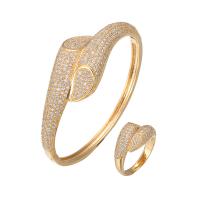 Brass Jewelry Set, Geometrical Pattern, plated, different styles for choice & micro pave cubic zirconia & for woman, nickel, lead & cadmium free, 65x8mm, 20x5mm, 13mm, US Ring Size:6-9, Sold By PC