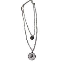 Titanium Steel Necklace, plated, for woman, silver color, Length:Approx 45 cm, Sold By PC