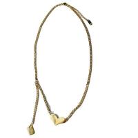 Titanstahl Halskette, Herz, plattiert, für Frau, goldfarben, Länge ca. 45 cm, verkauft von PC