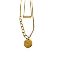 Titanstahl Halskette, plattiert, unisex, goldfarben, Länge:ca. 50 cm, verkauft von PC