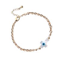 Bracelet Evil Eye bijoux, laiton, avec coquille, pour femme, couleurs mélangées, Longueur:18.3 cm, Vendu par PC