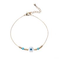 Evil Eye Jewelry Bracelet Brass with Shell for woman & enamel mixed colors Length 18.5 cm Sold By PC