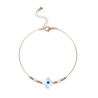 Bracelet Evil Eye bijoux, laiton, avec coquille & chalumeau, pour femme & émail, couleurs mélangées, 55x3mm, Vendu par PC