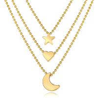 Multi Layer Necklace Zinc Alloy plated three layers & for woman golden Sold By PC