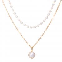 Mode-Multi-Layer-Halskette, Zinklegierung, mit Kunststoff Perlen, Doppelschicht & für Frau, keine, verkauft von PC