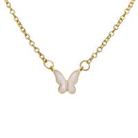 Zinc Alloy Jewelry Necklace with Acrylic Butterfly for woman golden Length 55 cm Sold By PC