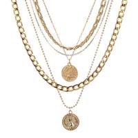 Multi слой ожерелье, цинковый сплав, Другое покрытие, многослойный & Женский, Золотой, продается PC