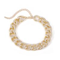Aluminium Halskette, plattiert, für Frau & mit Strass, goldfarben, Länge:38 cm, verkauft von PC