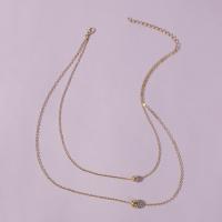 Zinc Alloy smykker halskæde, forgyldt, Dobbelt lag & for kvinde, gylden, Solgt af PC