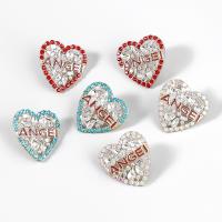 Rhinestone Earring Zinc Alloy Heart fashion jewelry & for woman & enamel & with rhinestone Sold By Pair