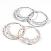 alliage de zinc boucle d'oreille cercle, bijoux de mode & pour femme & avec zircone cubique, plus de couleurs à choisir, 73x73mm, Vendu par paire