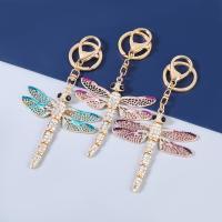 Tibetan Style Key Clasp, Dragonfly, fashion jewelry & for woman & with rhinestone, more colors for choice, 149x78mm, Sold By PC
