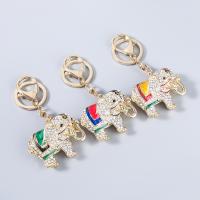 Tibetan Style Key Clasp, Elephant, fashion jewelry & for woman & enamel & with rhinestone, more colors for choice, 106x56mm, Sold By PC
