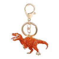 Tibetan Style Key Clasp, Dinosaur, fashion jewelry & for woman & with rhinestone, orange, 105x77mm, Sold By PC