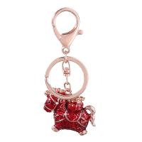 Tibetan Style Key Clasp, with ABS Plastic Pearl, Horse, fashion jewelry & for woman & enamel, red, 99x44mm, Sold By PC