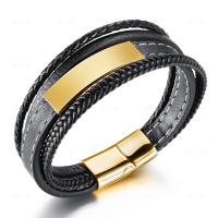 Bracelets cordon PU, cuir PU, avec acier inoxydable, Placage, bijoux de mode & motif tissé, plus de couleurs à choisir, Longueur:21 cm, Vendu par PC