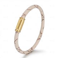 Bracelets cordon PU, cuir PU, avec acier inoxydable, Placage, bijoux de mode & motif tissé, plus de couleurs à choisir, Longueur:21 cm, Vendu par PC